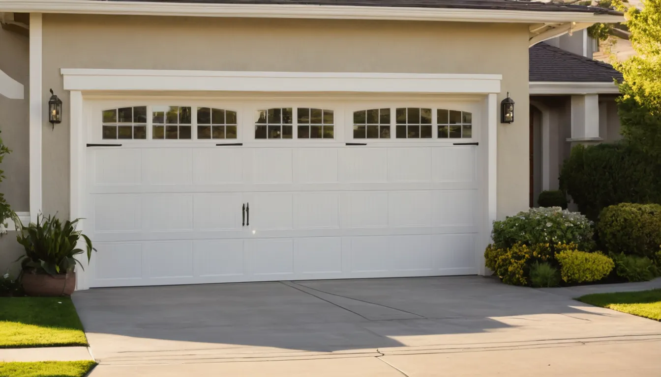 A new garage door installed on a stucco home in American Canyon